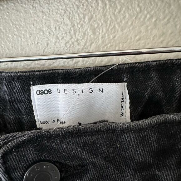 ASOS Design Black Denim Stretch Shorts Size 34 - Picture 3 of 4